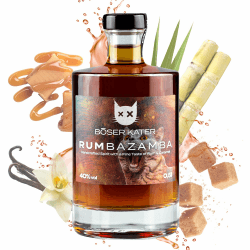 Böser Kater RUMbazamba Caramel Toffee, Feine Geschmacks-Noten von Rum & Karamell, Wild & Verführerisch, Die perfekte Geschenkidee, Handgemacht mit kleiner Auflage, 0,5l 40% Vol