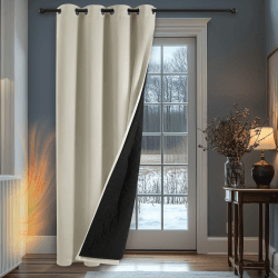 Deconovo Thermovorhang Kälteschutz 100% Verdunklungsvorhang Dicke Vorhang mit Ösen Blickdicht Gardinen Wärmeisolierend Raumtrenner, 240x140(HöhexBreite), Creme, 1 Stück H240 x B140 cm (1er Pack) Creme