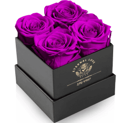 Impouo Rosenbox,Infinity Rosen,Konservierte Rose,Ewige Rose,Geburtstagsgeschenke FüR Frauen, Geschenke FüR Mutter/Freundin/Ehefrau/Oma, Geburtstag, Valentinstag,Ewige Blume Lila 4 Rose