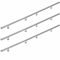 Monzana Edelstahl Handlauf V2A Geländer Treppengeländer 600 cm Wandhalterung Verbindungen Verschlusskappen Innen & Außen 600cm