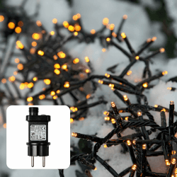 Hellum Lichterkette außen, warmweiß LED Lichterkette mit Strom, Lichterkette outdoor 7,66m beleuchtet, 384 LED Lichterkette außen, Außenlichterkette Cluster/Snake Design <59 lm, Kabel schwarz 151862 Warmweiß 384 LED / 7,66m beleuchtet