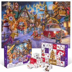 Tektalk Countdown bis Weihnachten, Urlaubsdesigns Geschenke, Adventskalender 2024 Weihnachtspuzzles, 1008 Teile Puzzles, 24 Boxen Puzzles für Erwachsene und Kinder (Weihnachtliche Unterhaltung)