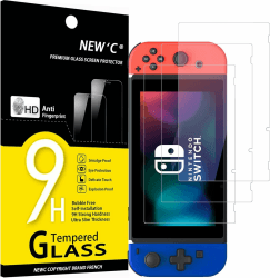 NEW'C 3 Stück, Panzer Schutz Glas für Nintendo Switch, Frei von Kratzern, 9H Härte, HD Displayschutzfolie, 0.33mm Ultra-klar, Ultrabeständig Switch 6,2 Zoll Transparent