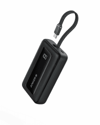 Anker Power Bank 10000mah, Powerbank 30W Zolo High-Speed portables Ladegerät mit integriertem USB-C Kabel, Schnelllade-Akkupack für iPhone 16/15 Modelle, MacBook, Galaxy, iPad, und mehr USB-C Kabel Schwarz