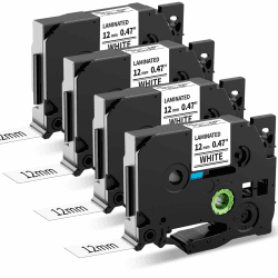 4x MarkField Beschriftungsband 12mm Kompatible mit TZe-231 Tze231 Brother P-Touch Schriftband 12mm 0.47 Weiß für Brother P touch D200 H100LB E110 D400 H108 H107B PT-H110 H105 H101C 900 1000 1005