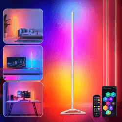 LED Stehlampe,RGBIC Stehlampe Wohnzimmer Dimmbar,140cm Abnehmbar Stehlampe Schwarz,Standleuchte LED mit App,16 Millionen Farben Standleuchte,300 Szenenmodi,Musikmodus & Timing-Funktion Deko Wohnzimmer 1 pcs Weiß