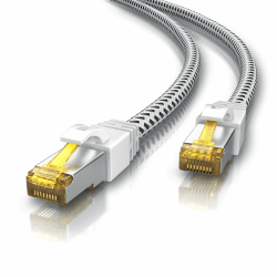 CSL - 15m CAT 7 Netzwerkkabel Gigabit Ethernet LAN Kabel - Baumwollmantel - 10000 Mbit s - Patchkabel - Cat.7 Rohkabel S FTP PIMF Schirmung mit RJ 45 Stecker - Switch Router Modem Access Point 15,0m weiß
