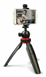 DigiPower Stativ mit Abnehmbarer Bluetooth-Fernbedienung, Dreibeinstativ kompatibel mit Handys, Action-Kameras und DSLR-Kameras, Schwarz, TP-ACT5 Stativ Single Schwarz