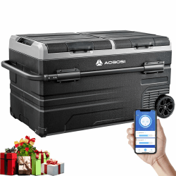AAOBOSI 115L Kompressor Kühlbox, Auto Kühlbox Mit WIFI-APP-Steuerung USB-Anschluss, 12/24 V und 100-240 V Kühlbox bis -20 °C für Auto, Lkw, Boot, Reisemobil, Camping