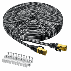 ARISKEEN Cat 8 Ethernet Kabel 25M, Cat8 Geflochten Flach Hochgeschwindigkeit (40Gbps 2000Mhz/s) Gigabit Rj45 STP Geschirmtes Internet Netzwerk Lan Patch Kabel Draht für Router Modem Patch Panel