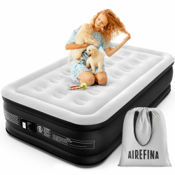 Airefina Luftbett 1 Person, Luftmatratze Selbstaufblasend Gästebett mit Eingebauter Elektrischer Pumpe, Aufblasbare Matratze Einzelbett für Camping oder Heimgebrauch -190 x 99 x 46cm 1 Person(190×99cm)