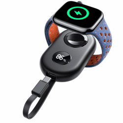 JOYROOM 2500mAh Powerbank für Apple Watch 10 mit USB C Ladekabel, [LED-Display] Magnetisch Kabellos Tragbares Ladegerät kompatibel mit Apple Watch 10/9/8/7/6/SE/5/4/3/2/1/Nike/Ultra/Ultra 2 Schwarz