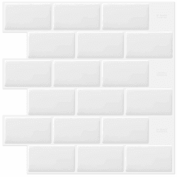 DEWOO Fliesenaufkleber Klebefliesen Küchenrückwand Metro Fliesen Wandfliesen Selbstklebend Weiß Bad Küche 10-Stück, (30,5 x 30,5 cm) 10 Alle Weiß