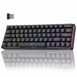 TMKB T63 Gaming Tastatur Mechanische Kabellos mit Blue Switch,Bluetooth / 2.4G / Mit Kabel,Schwarz Switch Bleu Schwarz