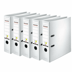 Original Falken 5er Pack PP-Color Kunststoff-Ordner. Made in Germany. 8 cm breit DIN A4 weiß Vegan Ringordner Aktenordner Briefordner Büroordner Plastikordner Schlitzordner 5er Pack | breit weiß Angebot bei HelloDeals