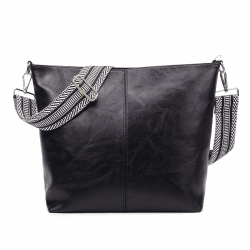 HAIWILL Umhängetasche Damen Große Crossbody Bag Damen mit Breiter Gurt Leder Hobo Bag Shopper Tasche Retro Schultertasche Handtasche für Alltag, Büro, Schulausflug und Einkauf Groß- Schwarz