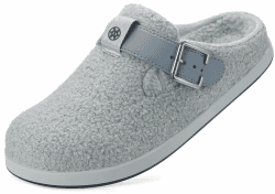Hausschuhe Damen Herren Gefütter Clogs Winter Bequeme Wärme Plüsch Flauschige Haus Pantoletten Gartenschuhe Schlappen Schuhe Mit Polar Fleece-Futter 38 EU Grau