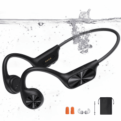Kopfhörer Schwimmen, Knochenschall Kopfhörer Bluetooth 5.4, IPX8 Wasserdicht, 32G-Speicher Sport Kopfhörer , Unterwasser-Kopfhörer mit MP3-Player für Schwimmen, Open-Ear Kopfhörer für Schwimmen Laufen Schwarz-X7 Pro