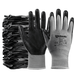 ANDANDA Arbeitshandschuhe, Arbeitshandschuhe Herren mit Nitril Beschichtung für Montagearbeit，Mechaniker, Gartenarbeit und Bauarbeiten,Gr. M/L/XL, 6/12/24 Paar L (6er Pack) 6Paar