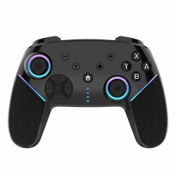 Switch Controller für Nintendo Switch Spiele, MACRO & Turbo Programmierfunktion, Motor Vibration, RGB Licht, Wireless Gamepad Joypad mit Gyro Achse Kompatibel mit Switch/Switch Pro/Lite/PC - Schwarz
