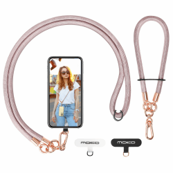 MoKo Handykette Universal, Verstellbar Schlüsselband mit Handschlaufe, Handyband Handy Lanyard zum Umhängen, Umhänge-Handyband × 1, Handschlaufe x 1, Lanyard-Patch × 2, Roségold Rosagold