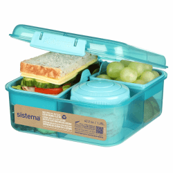 Sistema Bento-Box | 1,25 L | Brotdose für Pause mit Fächern und Snackbox | BPA-frei | hergestellt aus Ocean Bound Plastic | Teal Stone | 1 Stück, Mintgrün (Recycelter Kunststoff) 1,25 l Mintgrün (Recycelter Kunststoff)