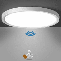 Lampe Deckenlampe mit Bewegungsmelder Innen, 18W LED Deckenleuchte Radar Bewegungssensor, 4000K Ultraslim Wandleuchte, Rund Sensor Licht für Flur Treppe Küche Balkon Abstellraum Keller 23×2,4cm Weiß 18w 1 Stücke