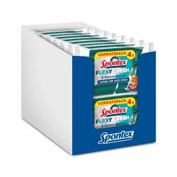 Spontex Flexy Fresh x4, der effiziente Reinigungsschwamm mit antibakteriellem Schutz, flexibel, Lange frisch, kratzfrei, 14 x 4 Stück 14 x 4er Pack
