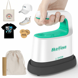 Mefine Transferpresse Mini Presse Plotter Maschine Klein Heizpresse T Shirt Druckmaschine mit 4 Zeitmesser und 3 Heizstufen, DIY Heißpresse Mini für Hut, Schuhe, Taschen, Automatische Abschaltung Grün&Weiß mit Timer