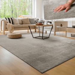 Paco Home Waschbarer Teppich Wohnzimmer Schlafzimmer Kurzflor rutschfest Flauschig Weich Moderne Einfarbige Muster, Grösse:140x200 cm, Farbe:Grau 140 x 200 cm (Rechteckig) Grau