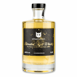 Böser Kater Blended Malt Whisky | Fassgelagerter & handgemachter Single Malt Blend | Das perfekte Geschenk | Einzigartiger Geschmack mit Noten von Honig & Vanille 0,5l 40% Vol. Blended Malt Whisky 0,5l Flasche