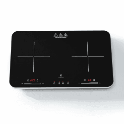 Induktionskochfeld 2 platten, COOKNANO Doppel-induktionskochplatte unabhängiger Steuerung 3600W, 20 Leistungs und Temperatureinstellungen, 6-Stunden Timer, tragbares Induktion Kochfeld, Kinderschloss Induktionskochfeld 2 Platten Schwarz 60*36*5.7cm