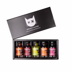 Böser Kater Aperitivo Tasting Set | 5 fruchtige Geschmacksrichtungen | Aperitif Likör | Ideal als Spritz oder Tonic Cocktail | Perfekte Geschenkidee | 5x 0,1l 15% Vol.