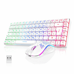 RedThunder 75% Kabelloses Gaming Tastatur und Maus Set, QWERTZ DE Layout, 85 Tasten, Wiederaufladbare Kompakte Mini TKL Tastatur, 7200DPI Maus mit Wabenkonstruktion für PC MAC PS5 Xbox Gamer [Weiß]