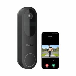 Reolink Video Doorbell, Akku Türklingel mit Kamera, 2K Kabellose Videotürklingel mit 1:1 Kopf-bis-Fuß-Ansicht, 2,4/5GHz WLAN, Personen/Fahrzeug/Paketerkennung, 2-Wege-Audio, Ohne Monatsgebühr Video Doorbell Black