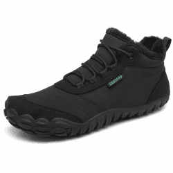SAGUARO Winter Barfußschuhe Warm Gefüttert Winterschuhe für Damen Herren,EU Gr.36-48 41 EU Schwarz