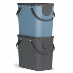 Rotho Albula 2er-Set Mülltrennungssystem 25l für die Küche, Kunststoff (PP) BPA-frei, anthrazit/blau, 2 x 25l (40.0 x 23.5 x 34.0 cm) Anthrazit/Blau 25 Liter