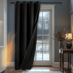 Deconovo 100% Verdunkelung Vorhang Vorhang Dicke Gardinen Winter Wärme VorhaVorhänge Wärmeisolierend Raumteiler Vorhänge Winddichter Vorhang, 229x132cm(HöhexBreite), Schwarz, 1 Stück H229 x B132 cm (1er Pack) Schwarz
