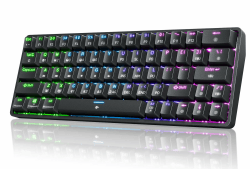 Dierya DK63 Gaming Tastatur,60% Kabellos Mechanische Tastatur mit Bluetooth/2.4G/Typ-C,Compact 63 Tasten Anti-Ghosting,RGB-Hintergrundbeleuchtung,US Layout,Linear Red Switch,Schwarz Red Linear Switch Schwarz