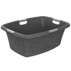 Rotho Flower Flowers Wäschekorb 50l, Kunststoff, anthrazit, Antharzit 50l Anthrazit