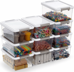 Citylife 10er-Set 1.25L Aufbewahrungsbox mit Deckel Klein, Stapelbar Transparente Griff Clips Kleinteile Kiste Elastisch, Robust Plastik Boxen für Bastelsachen gekauft, 17.7 x 13 x 8.2cm 10 PC