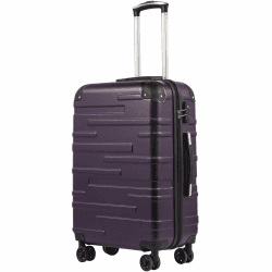COOLIFE Hartschalen-Koffer Rollkoffer Reisekoffer Vergrößerbares Gepäck (Nur Großer Koffer Erweiterbar) ABS Material mit TSA-Schloss und 4 Rollen Graulila Großer Koffer