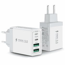 2er Pack USB C Ladegerät, Aioneus 40W Schnellladegerät 4 Ports PD+QC Netzteil, Mehrfach USB C Power Adapter für iPhone 15 Plus 14 Pro Max 13 Pro 12 Mini 11 SE XS XR 8, Samsung, Handy 2Pack Weiß