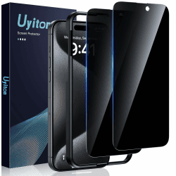 Uyiton Sichtschutz für iPhone 15 Pro, 2 Stück 9H Härte Schutzglas Sichtschutzfolie mit Schablone,30°Privacy Schutz,Vollständige Abdeckung Anti-Spy Panzer Schutz Glas Schutzfolie für iPhone 15 Pro iPhone 15 Pro Sichtschutz