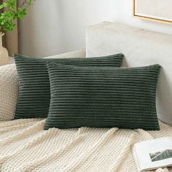 EMEMA Kissenbezug Kordsamt Zierkissenbezug Dekokissen Sofakissen Kord Kissenhülle Dekorative 30x50 cm Weiche Zierkissenbezüge Kissen für Sofa Sessel Zuhause Schlafzimmer Dunkelgrün 50 x 30 cm, 2 Stück Dunkelgrün