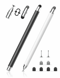 Tablet Stift MEKO 3-in-1 Magnetischer Touchscreen Stift, Faser Gummi Disc Stylus Touch Pen für alle Tablets/Handys wie iPhone/iPad/Pro/Mini/iWatch/Samsung/Huawei/Xiaomi/Surface (Schwarz/Weiß)