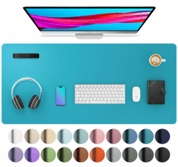 Aothia Schreibtischunterlage,Mauspad mit Leder und Rutchfeste Wildleder,Multifunktionales Office Mousepad Laptop Schreibunterlage,Tisch-Schutz Unterlage für Büro/Home(91cmx43cm, Türkisblau) 43 x 91 cm Türkisblau