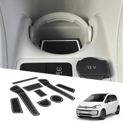 BIXUAN kompatibel mit VW UP SEAT MII Skoda Citigo 2013-2023 Antirutschmatten Mittelkonsole Armlehne Gummimatten,Getränkehalter Matte,rutschfeste Türnaht Matten Türschlitzmatte 9 Stück Weiß