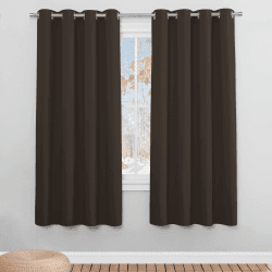 PONY DANCE Verdunklungsgardine Ösenvorhang 2er Set Blickdichte Gardinen für Schlafzimmer Vorhang Kurz Verdunkelung Thermogardine Wärmeisolierend, 2 Stücke H 175 x B 140 cm, Braun H175 x B140 cm (2er Pack) Braun