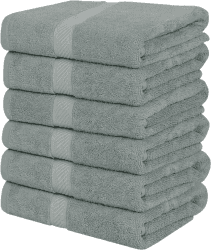 Utopia Towels - 6er-Pack mittelgroße Badetücher aus 100% Baumwolle mit Aufhängeschlaufen, 60x120 cm Duschtücher, weiche und saugfähige Handtücher (Kühles Grau) Silber